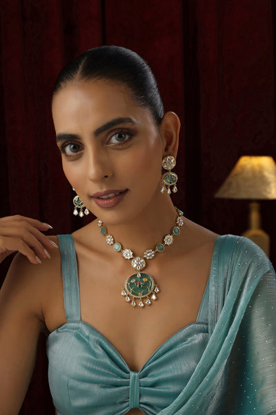 Pehal Mint Polki Necklace Set