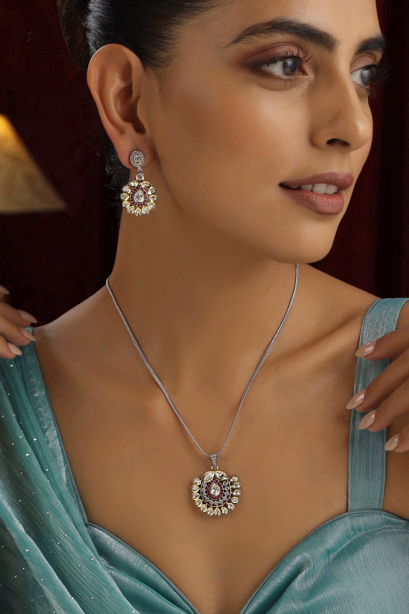 Payal Polki Pendant Set