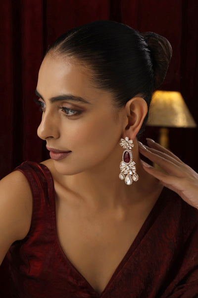 Faiza Red Polki Dangler Earrings