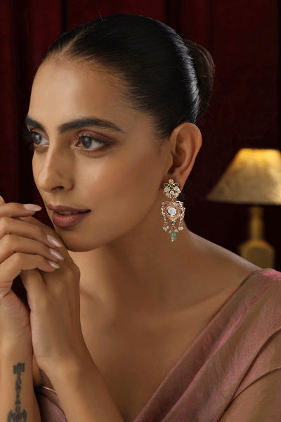 Sathya Mint Polki Dangler Earrings