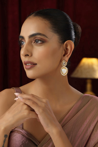 Keerat Gold Polki Dangler Earrings