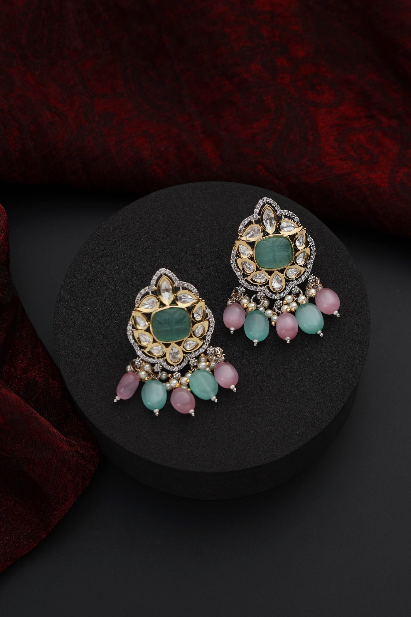 Mumtaaz Multicolour Polki Dangler Earrings