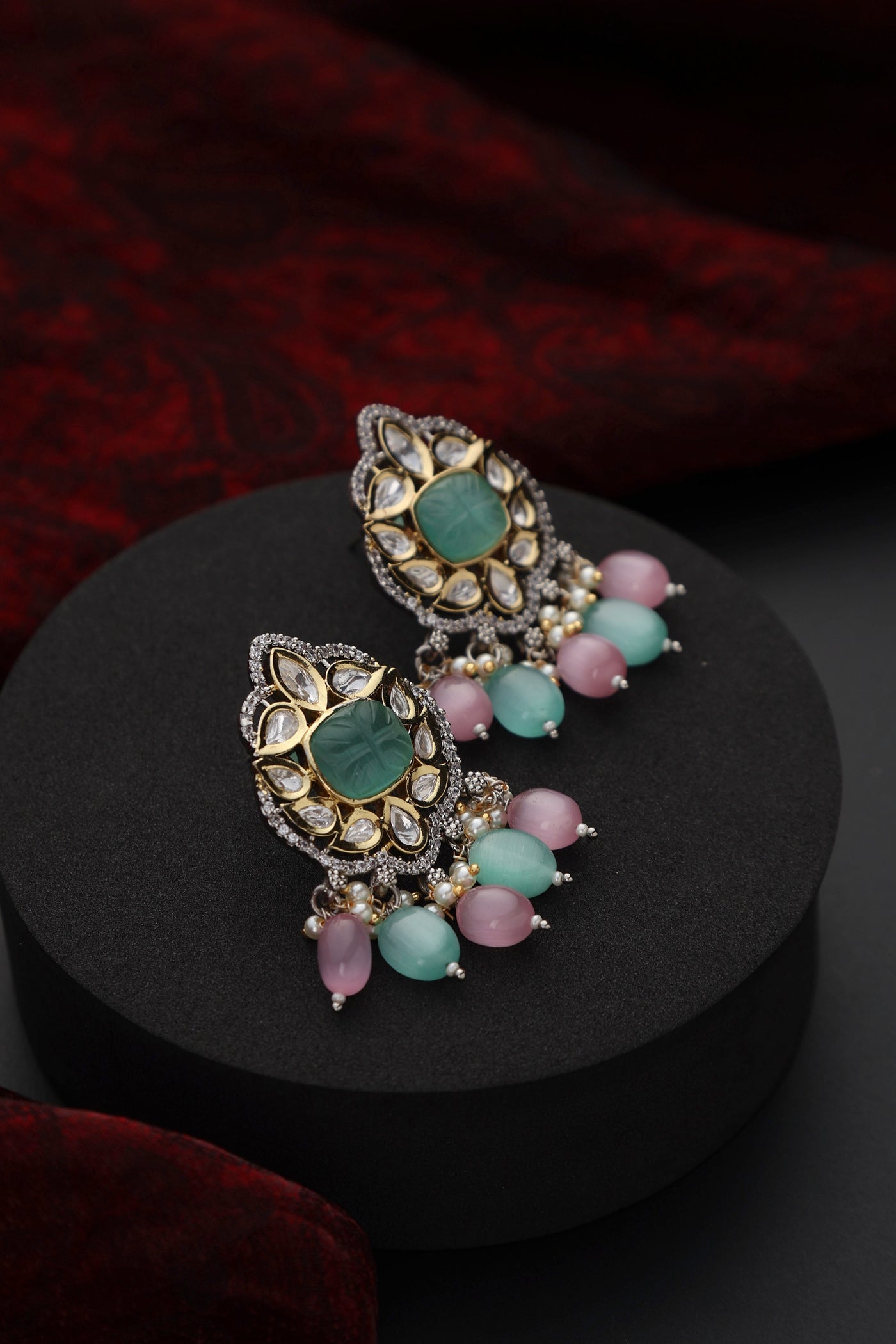 Mumtaaz Multicolour Polki Dangler Earrings