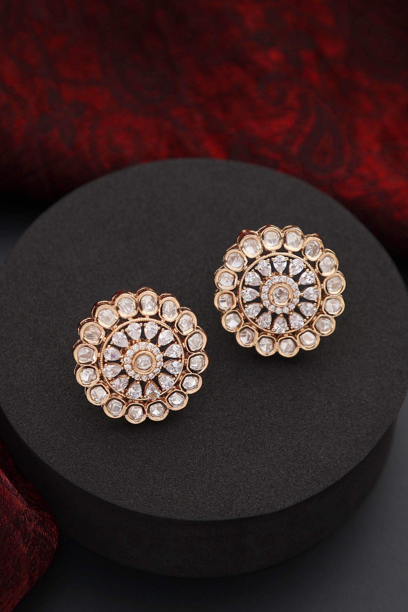 Koel Rose Gold Polki Stud Earrings