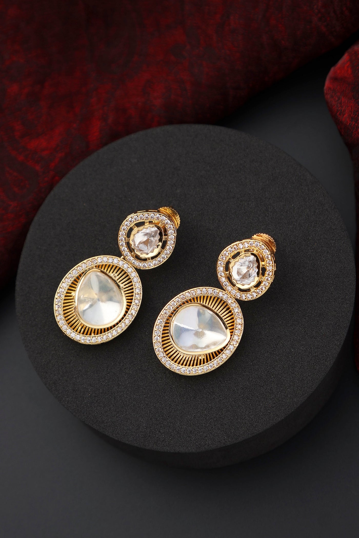 Keerat Gold Polki Dangler Earrings