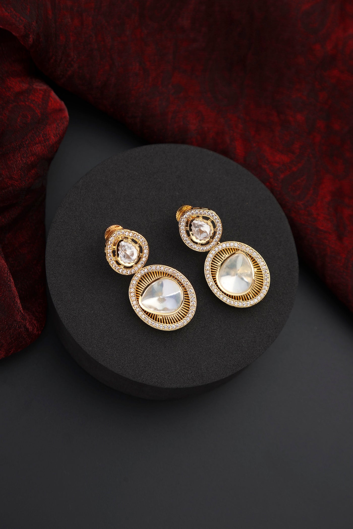 Keerat Gold Polki Dangler Earrings