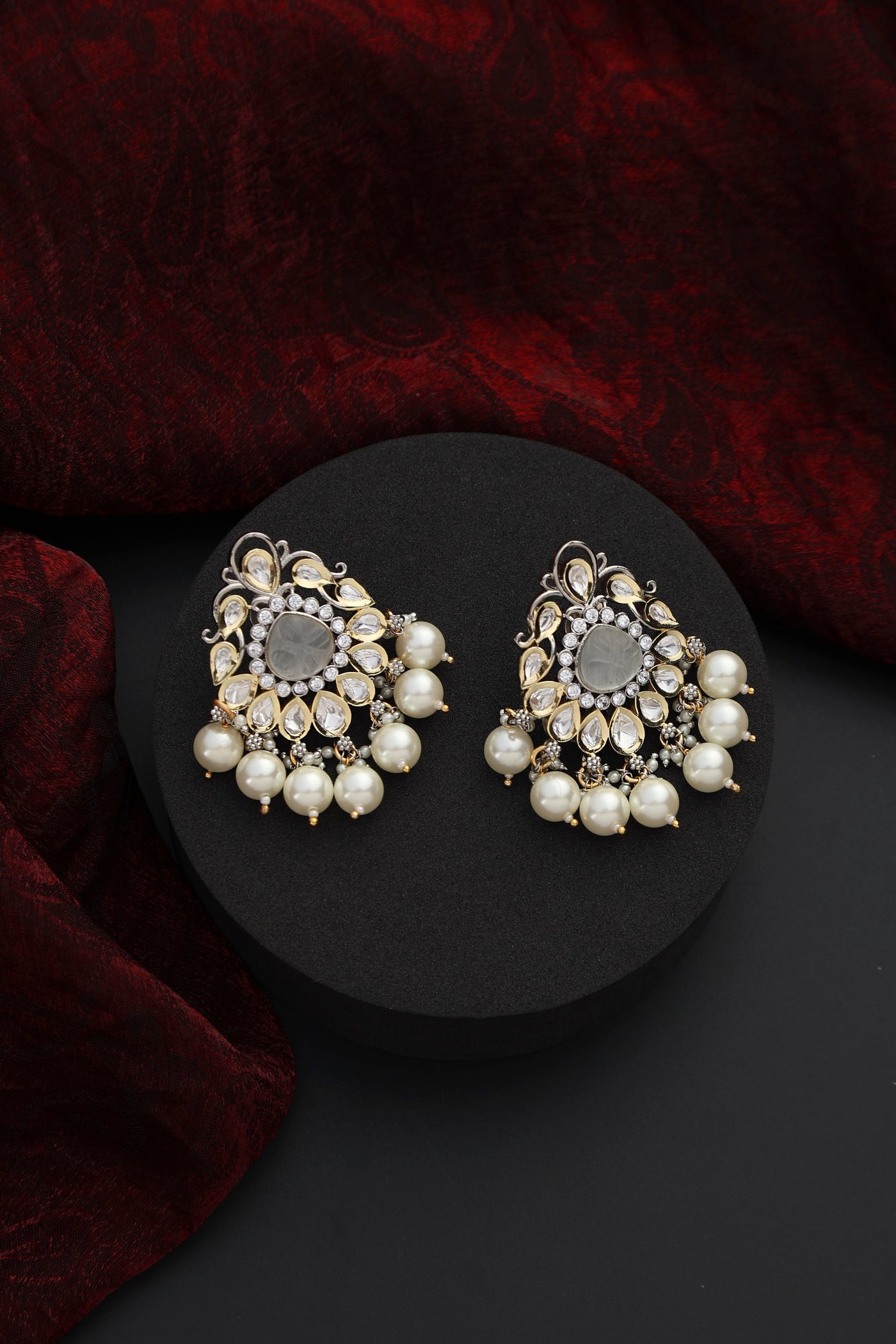 Apeksha White Polki Dangler Earrings