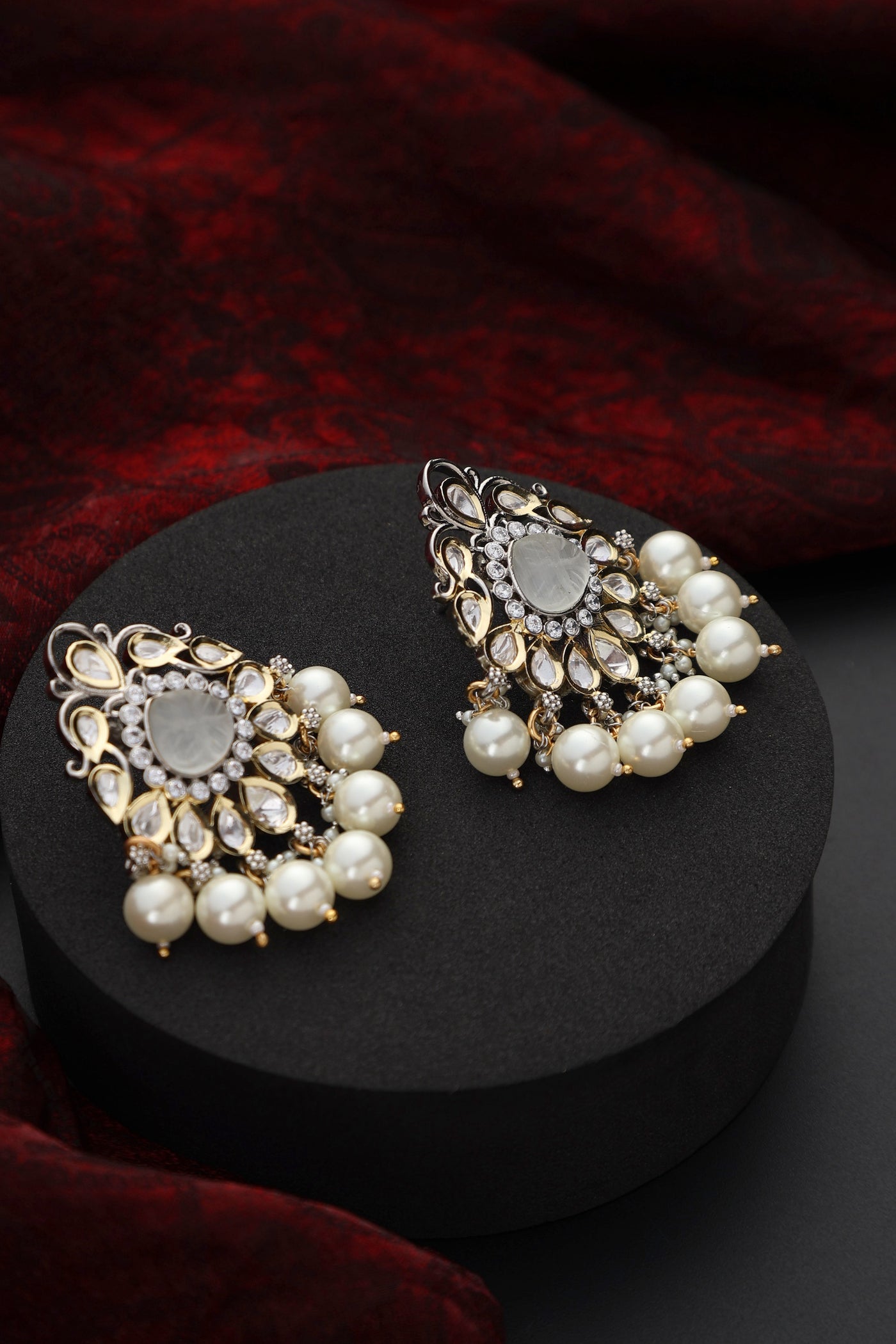 Apeksha White Polki Dangler Earrings