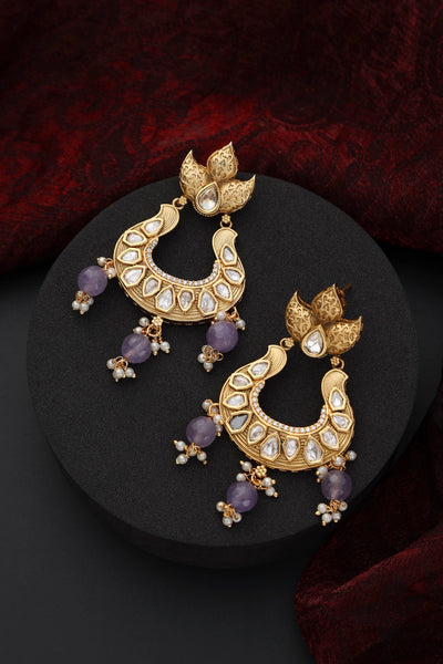 Alaaya Lavender Kundan Chandbali Earrings