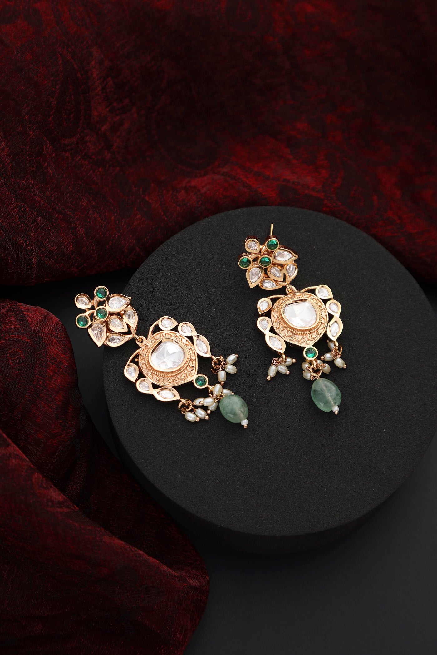 Sathya Mint Polki Dangler Earrings