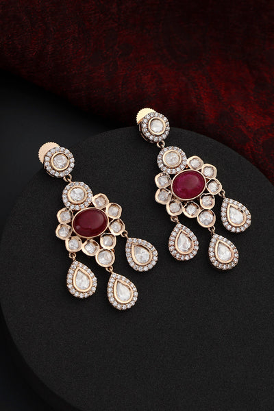 Deeksha Red Polki Dangler Earrings