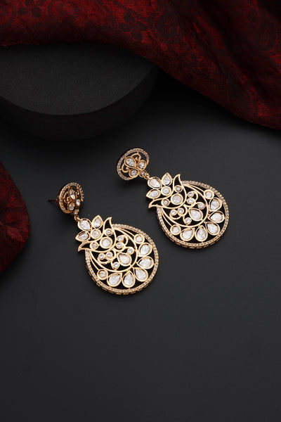 Karya Rose Gold Polki Chandbali Earrings