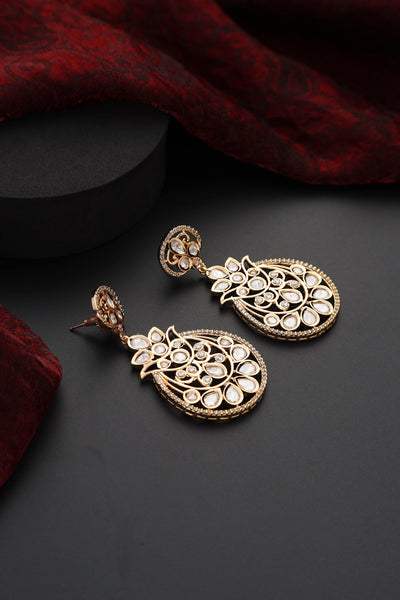 Karya Rose Gold Polki Chandbali Earrings