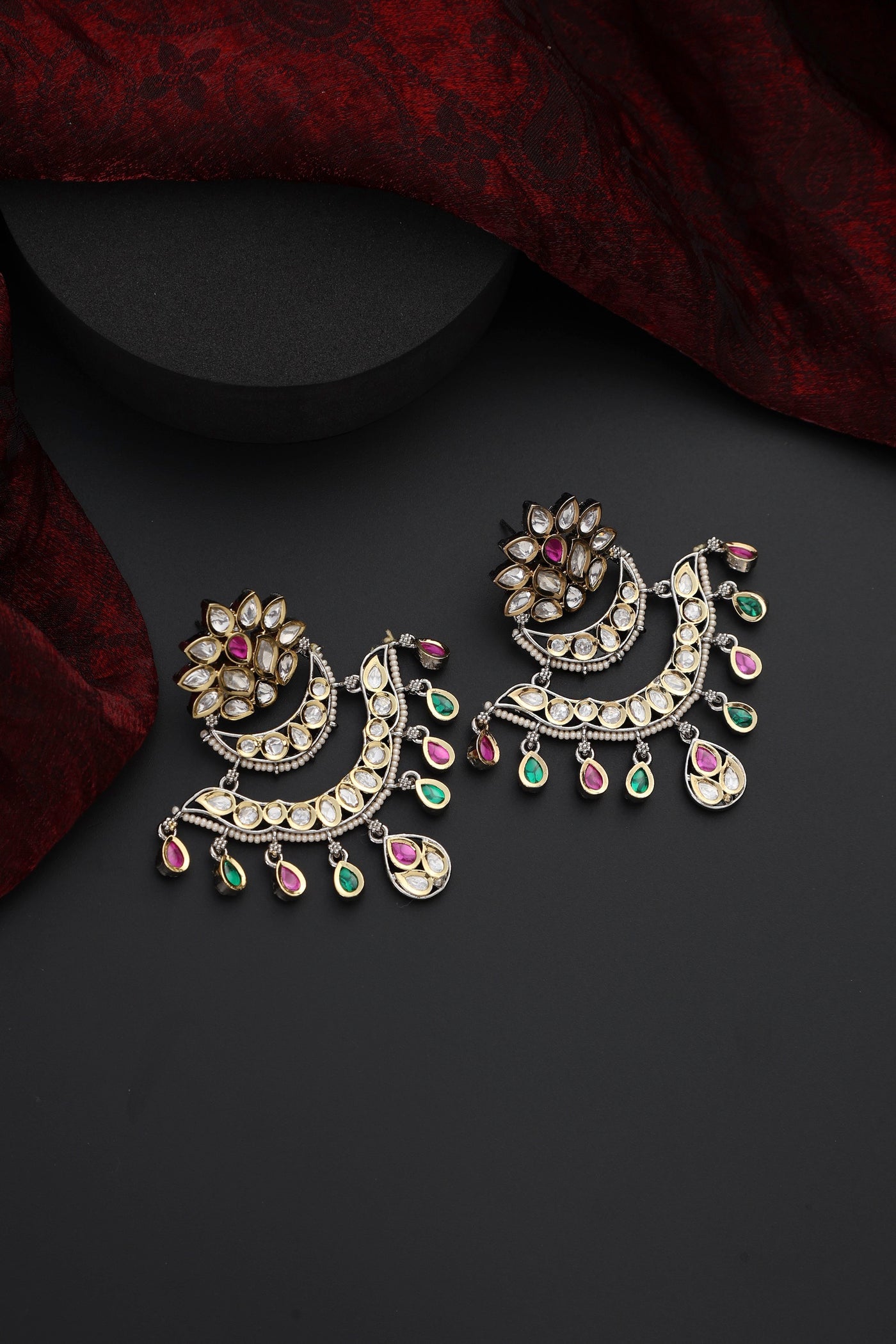 Gauhar Multicolour Chandbali Earrings