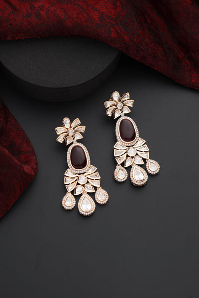 Faiza Red Polki Dangler Earrings