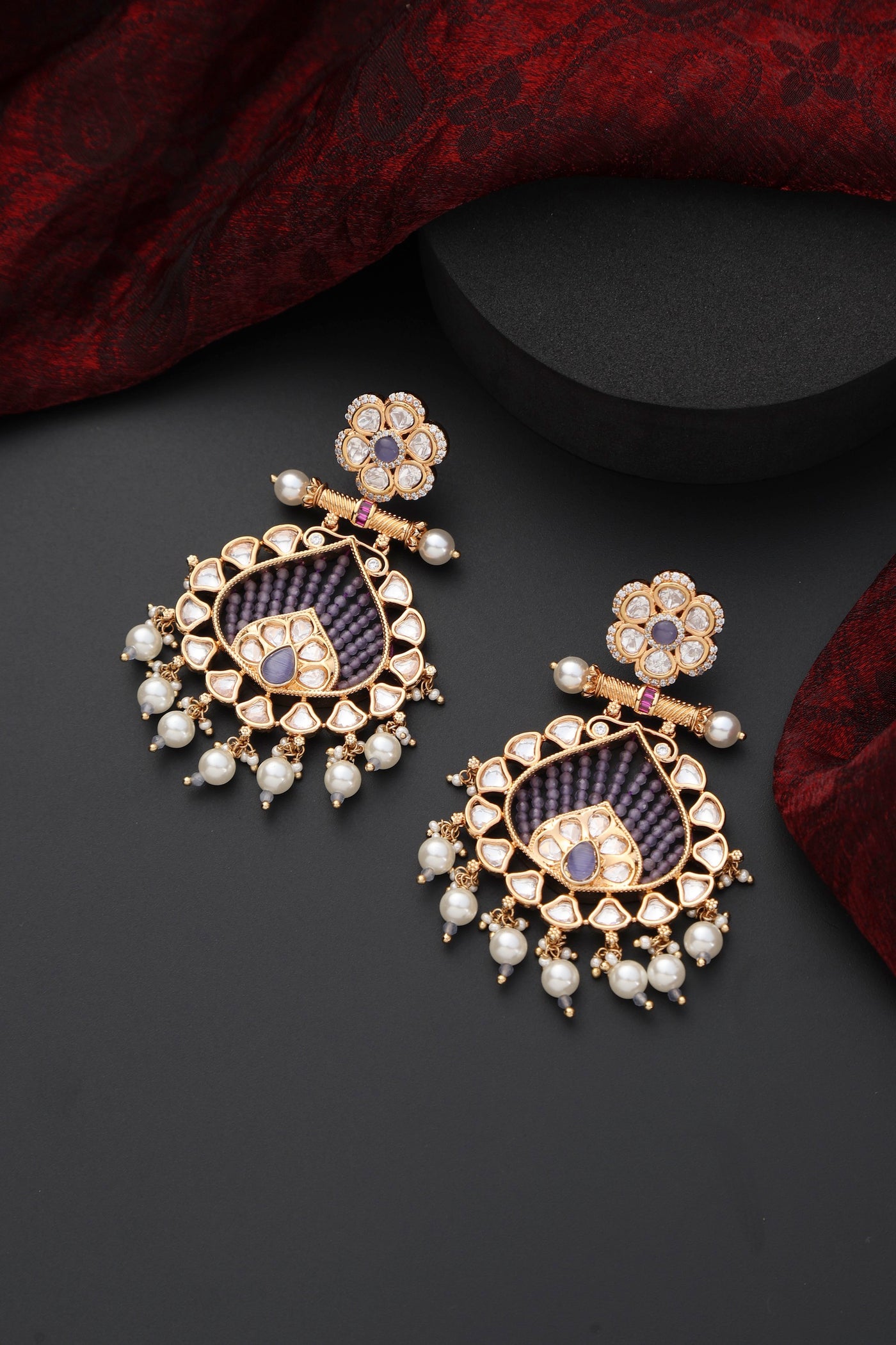 Tarini Lavender Polki Dangler Earrings