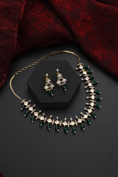 Taia Green Polki Necklace Set