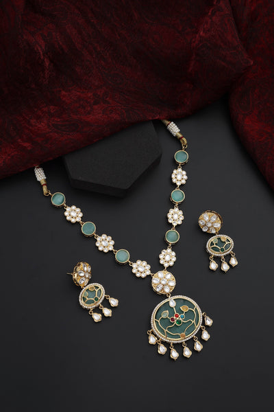 Pehal Mint Polki Necklace Set