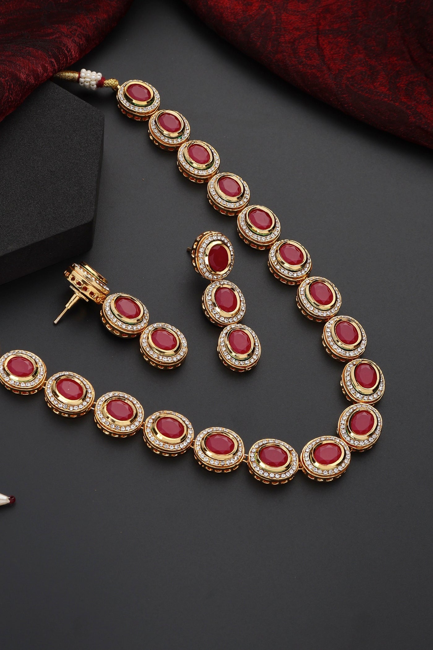 Shruti Ruby Single Line Necklace Set