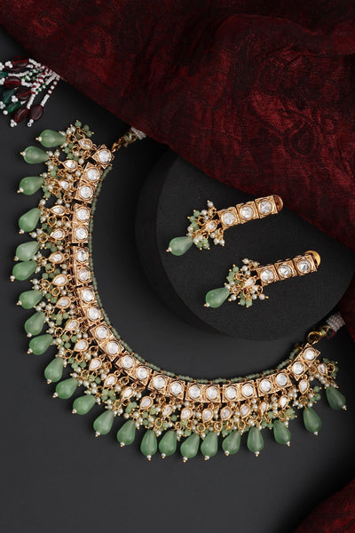 Nimsha Green Polki Necklace Set