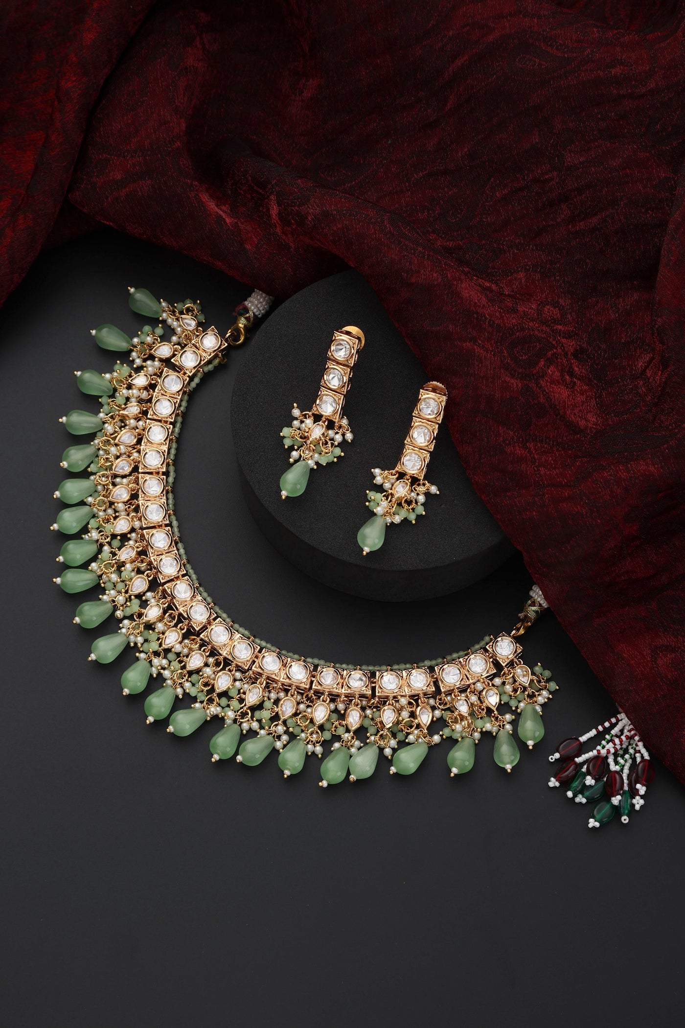 Nimsha Green Polki Necklace Set