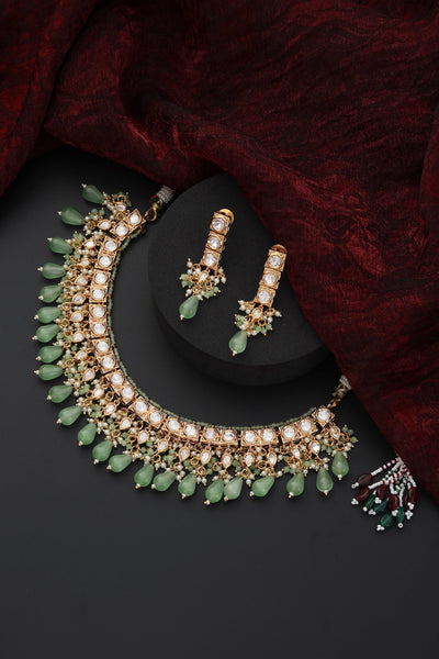 Nimsha Green Polki Necklace Set