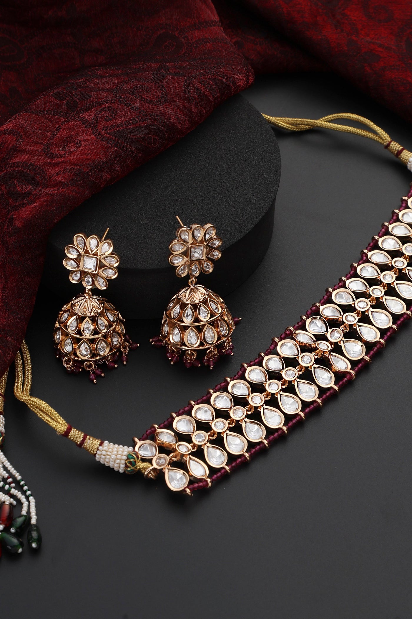 Vaidehi Red Polki Choker Set