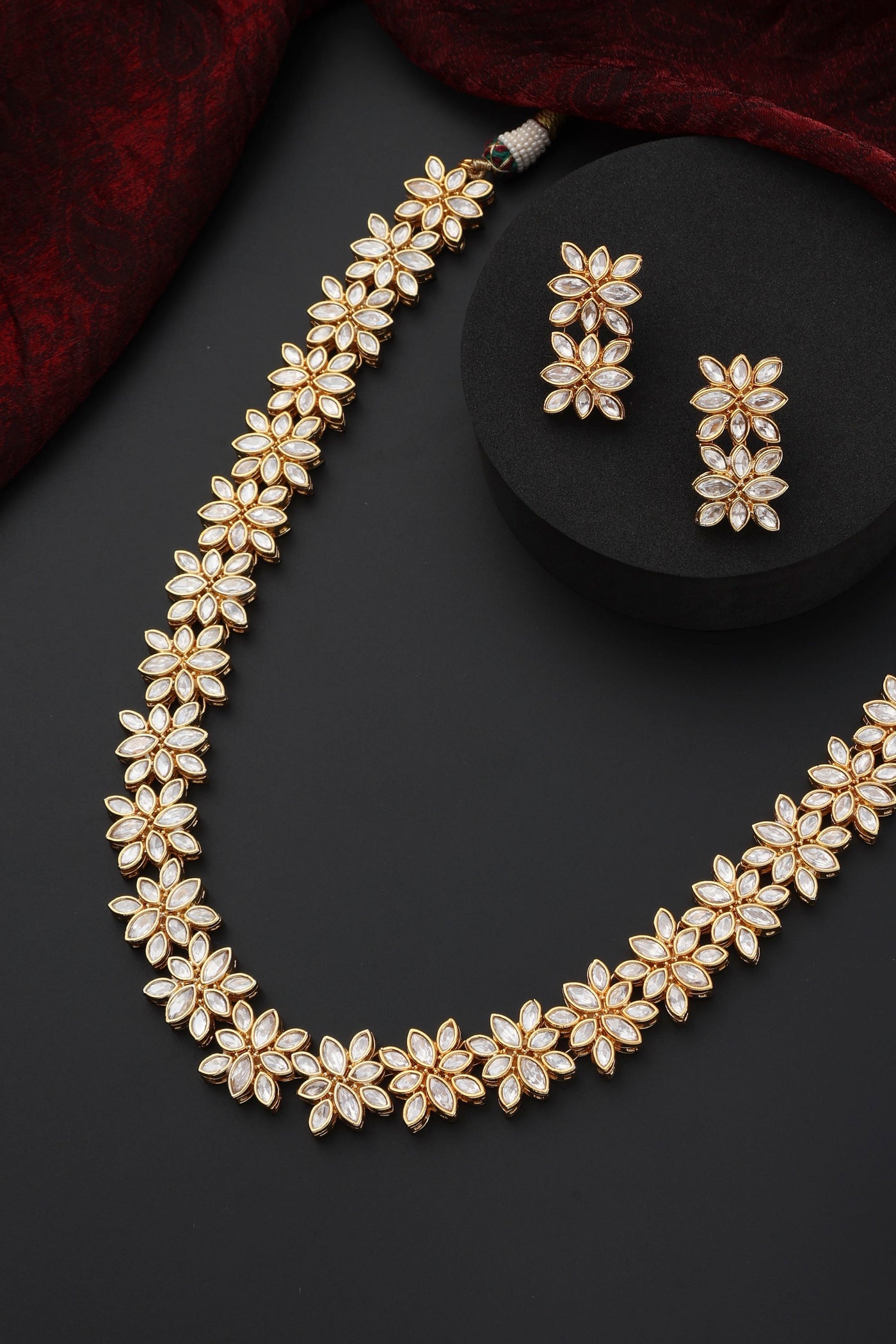 Noor Gold Polki Long Necklace Set