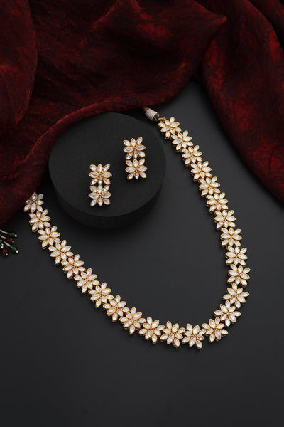 Noor Gold Polki Long Necklace Set