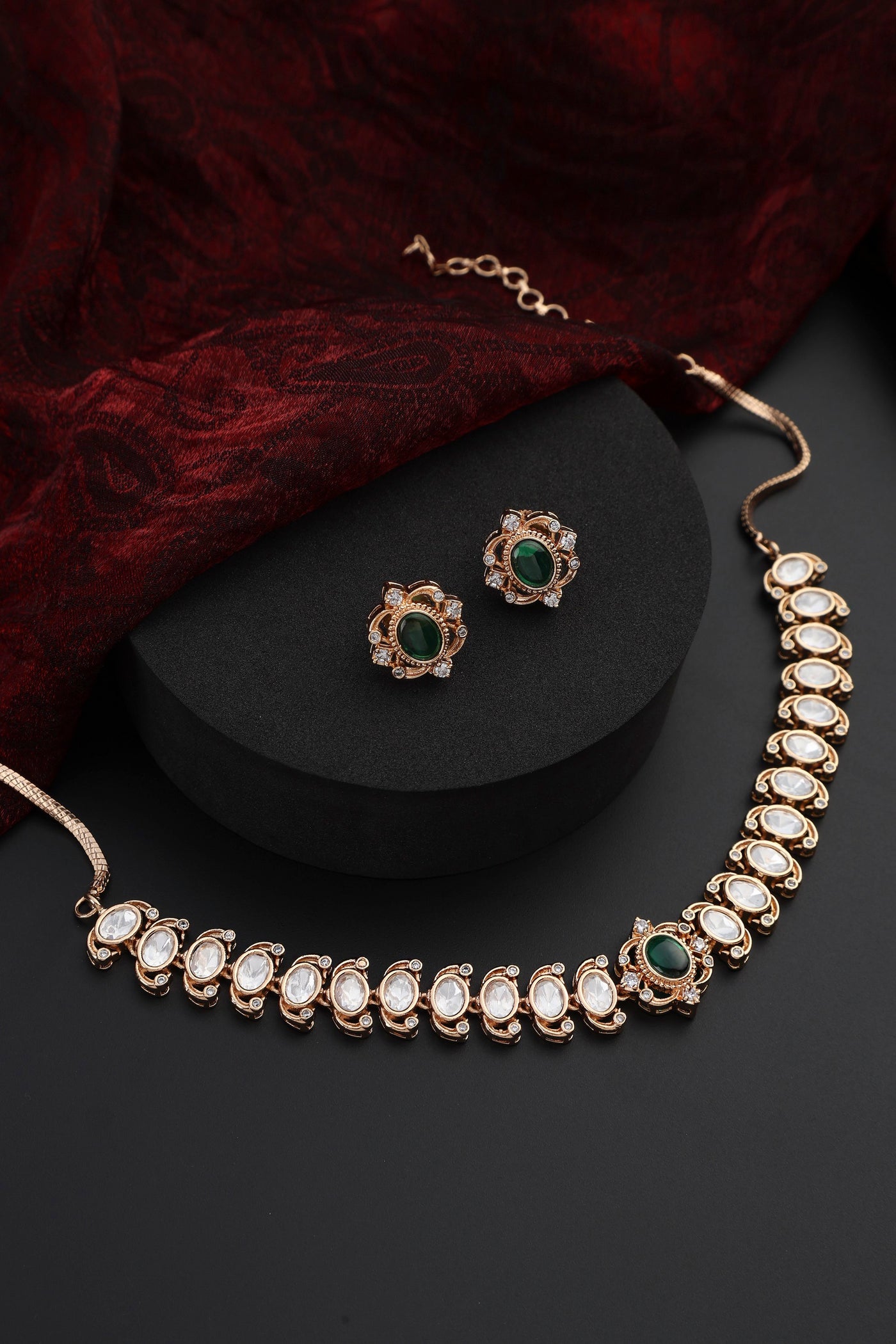 Sara Green Polki Choker Necklace Set