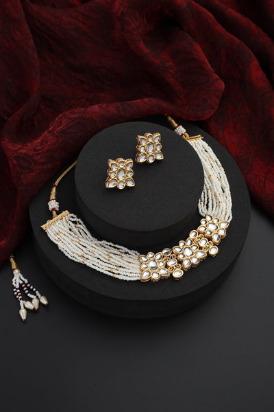 Pritakshi White Kundan and Pearl Choker Set