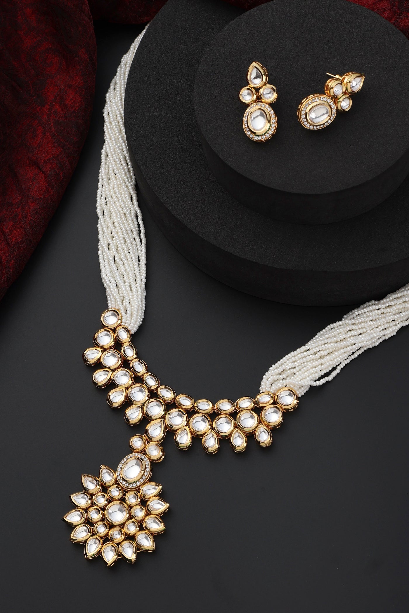 Shubna White Kundan Long Necklace Set