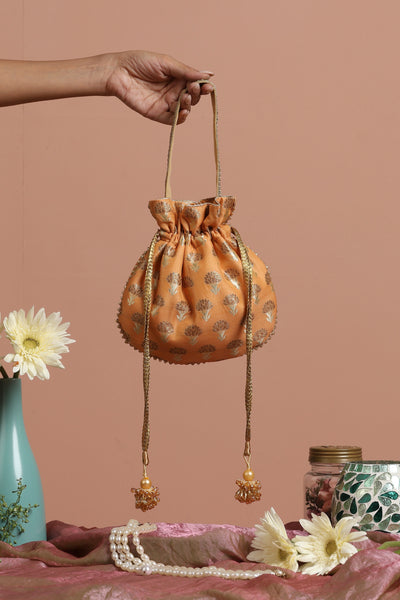 Aashna Orange Silk Potli Bag