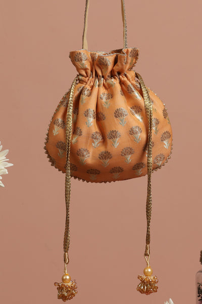 Aashna Orange Silk Potli Bag