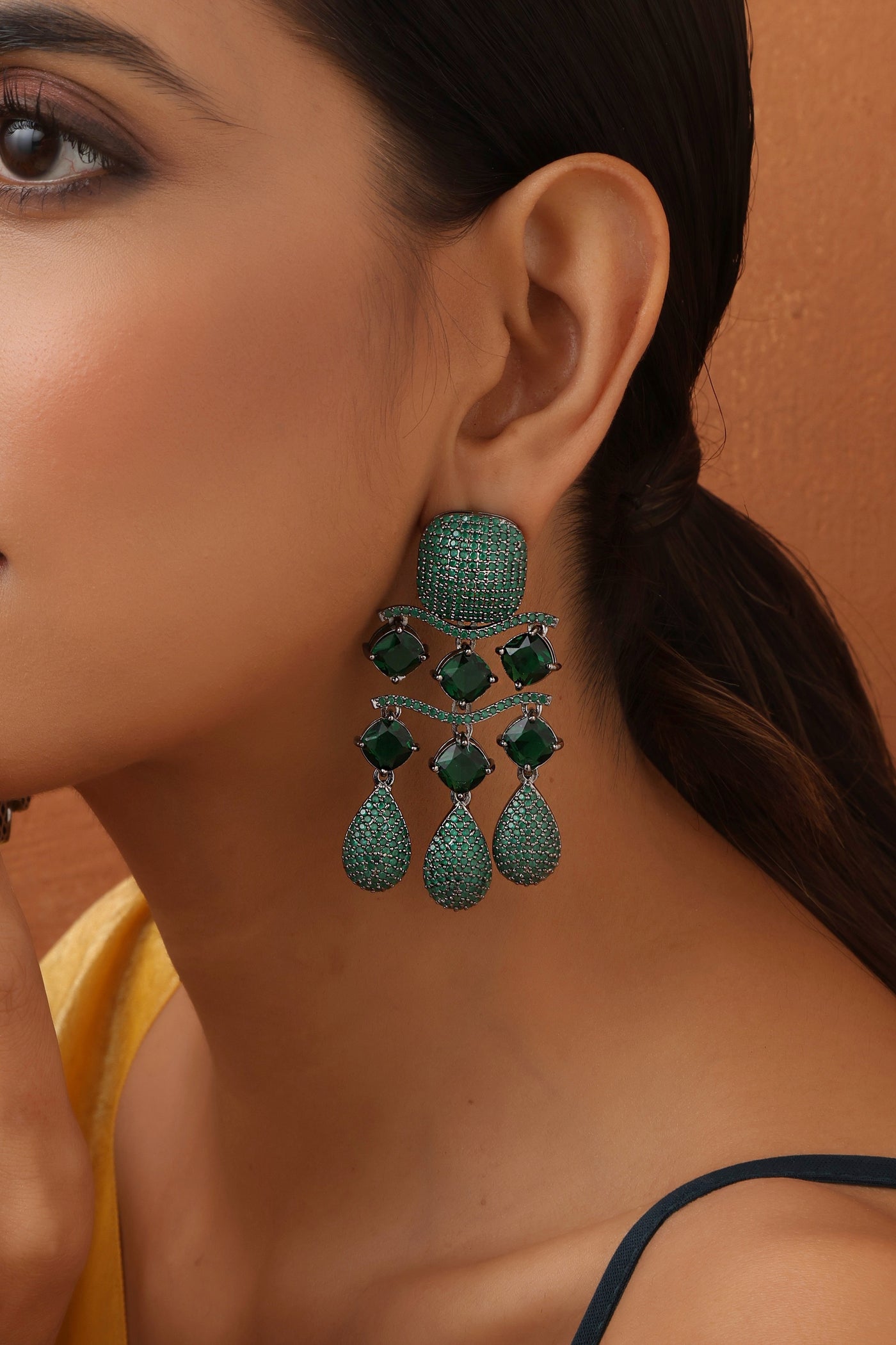 Daniela Emerald Zirconia Dangler Earrings