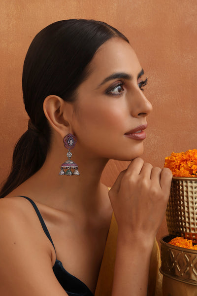 Polina Multicolour Zirconia Jhumka Earrings