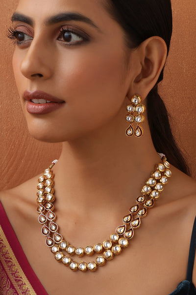 Riya Red Layered Kundan Necklace Set