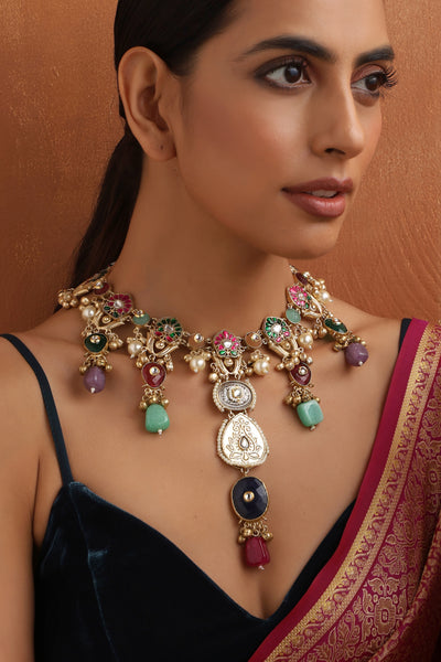 Indya Multicolour Polki Necklace