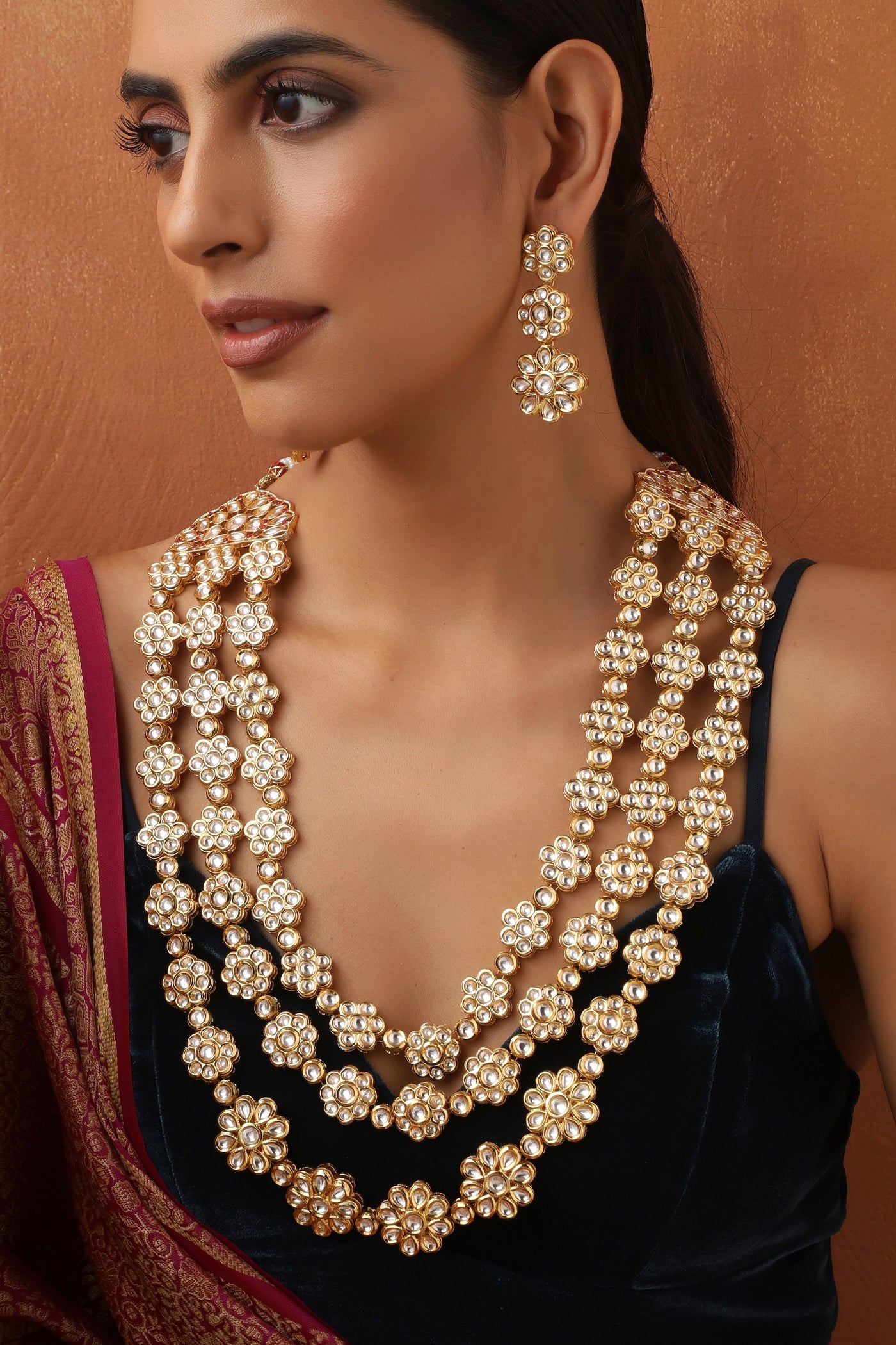 Katyani Gold Polki Long Necklace Set