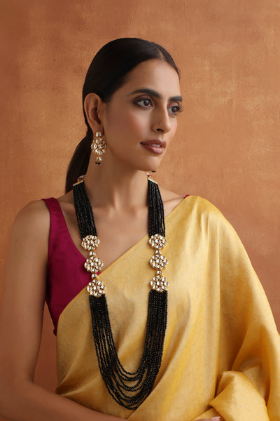 Mahanti Black Kundan Long Necklace Set