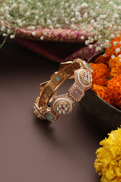 Nua Mint and Pink Kundan Kada