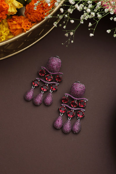 Daniela Magenta Zirconia Dangler Earrings