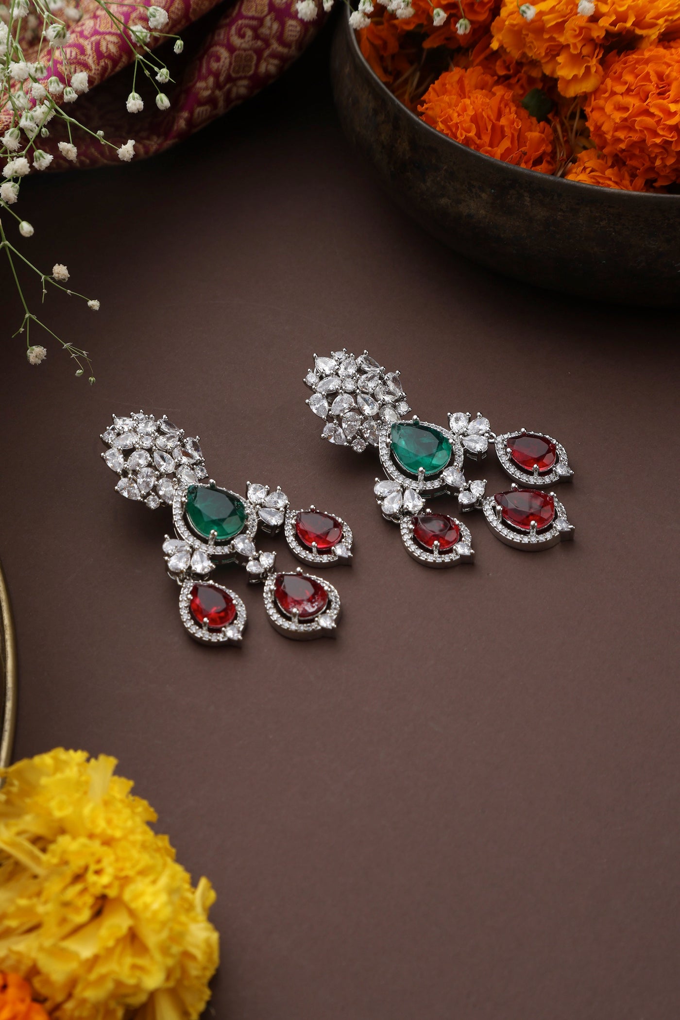 Isabella Multicolour Zirconia Dangler Earrings