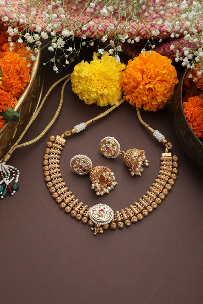 Sethu Gold Temple Necklace Set