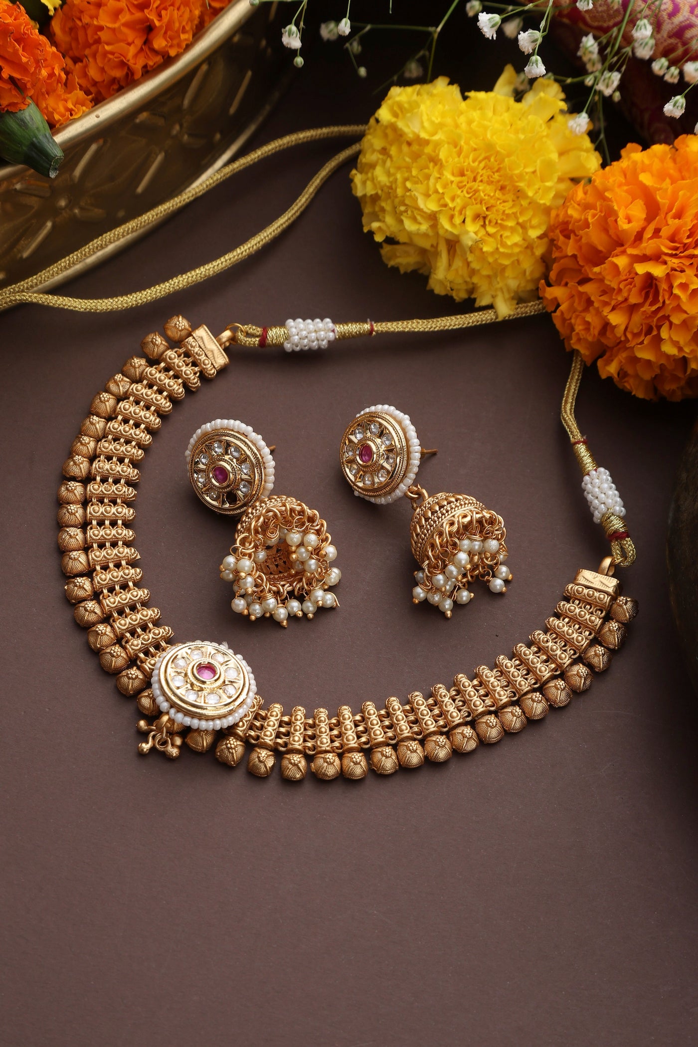 Sethu Gold Temple Necklace Set