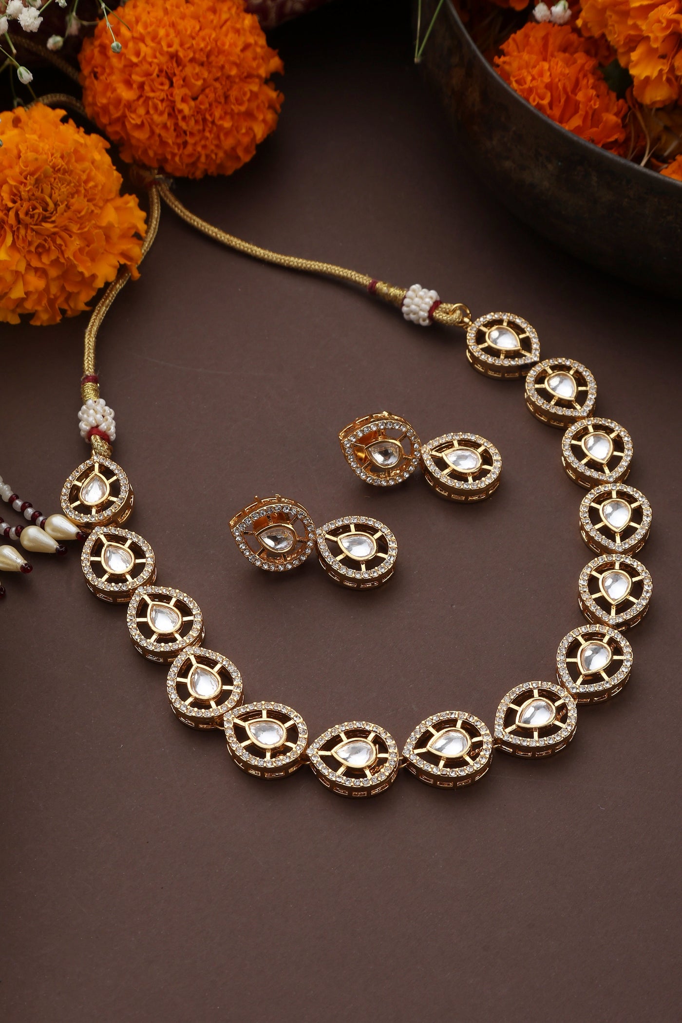Mehak Gold Polki Necklace Set Swabhimann Jewellery – SWABHIMANN