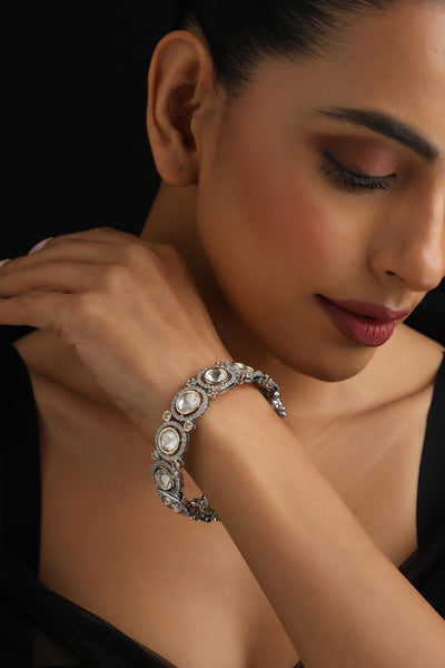 Grishma Silver Polki Kada