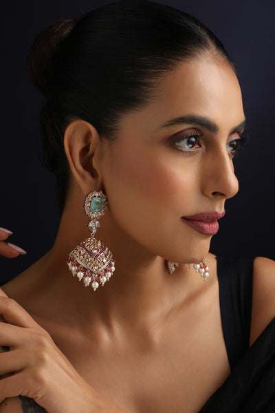 Ishira Multicolour Polki Jhumka Earrings