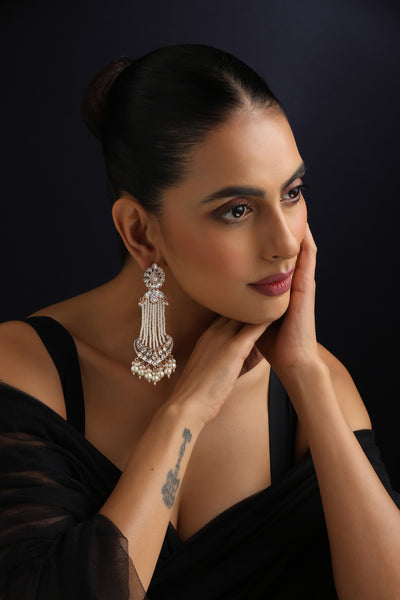Anvitha White Polki Chandbali Earrings
