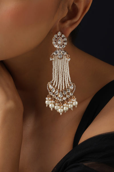 Anvitha White Polki Chandbali Earrings